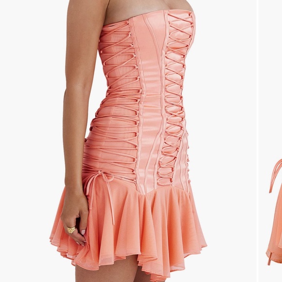 NWOT House of CB Sirena Satin Mini Dress - Picture 3 of 6